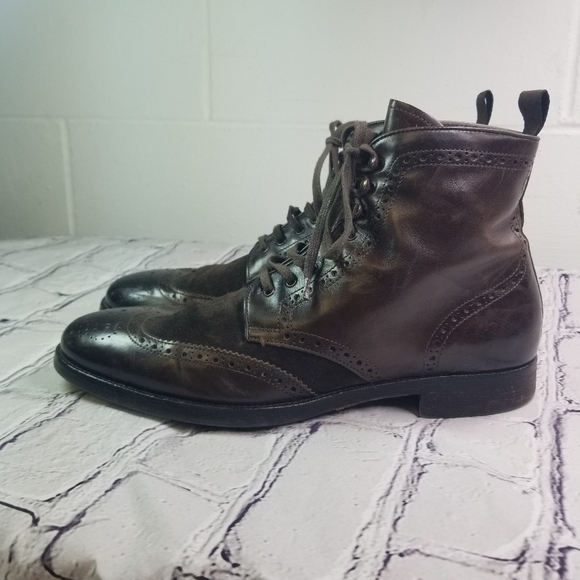 To Boot New York Brennan brown wingtip brogue lace up boots main image 5